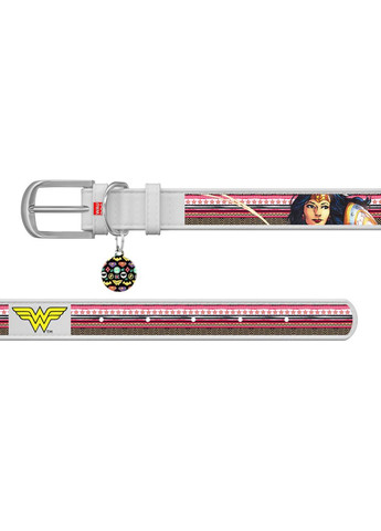 Нашийник для собак шкіряний Design з "Диво-жінка" Ш 12 мм Д 18-24 см білий WAUDOG (279568823)