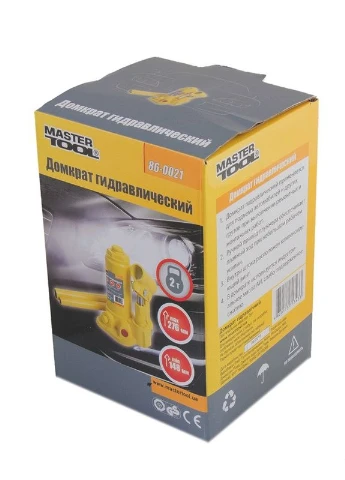 Домкрат гідравлічний пляшковий 2 т 158-308 мм 86-0021 Mastertool (392104725)