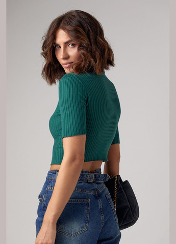 Жіноча укорочена водолазка з коротким рукавом 23116 Lurex - (299232483)