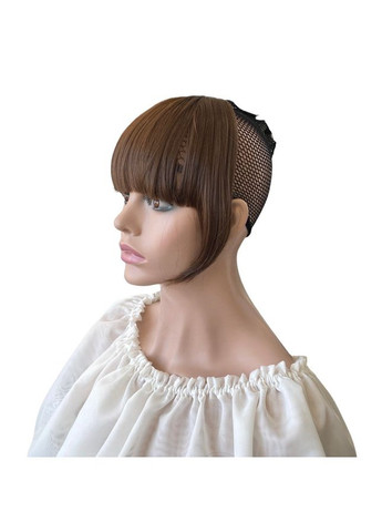 Челка накладная коричневая №8 прямая на заколках из искусственных волос No Brand 6620 (299317340)