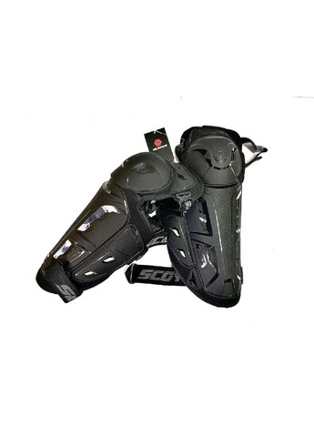 Комплект набор мотонаколенники налокотники защитные с лямками клипсами для защиты от травм мото защита (476505-Prob) Черные Unbranded (283250521)
