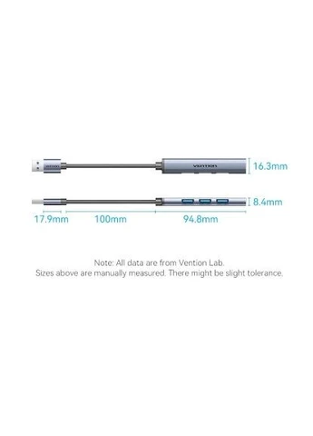 Концентратор USB 3.0 to 1xUSB 3.0 + 3xUSB 2.0 0.15m gray (CKOHB) Vention (397094105)