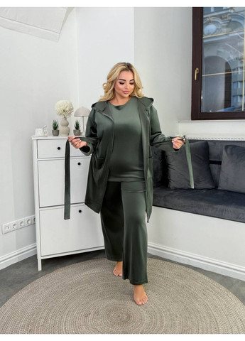 Домашній костюм трійках велюр спорт. Штани,футболка та халат Україна (366222451)