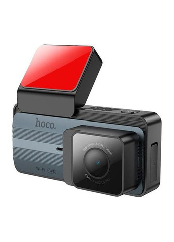 Автомобільний відеореєстратор з WI_FI та GPS 2K реєстратор з камерою заднього виду Сірий Hoco DV12 (329442895)