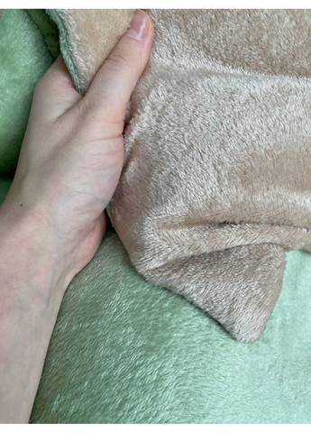 Постельное белье Бежевый + Оливковый, плюш Семейный размер, наволочки 50/70 No Brand (364220485)