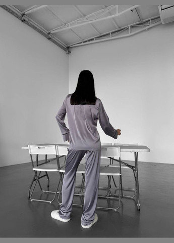 Сіра всесезон жіноча піжама сорочка + брюки No Brand