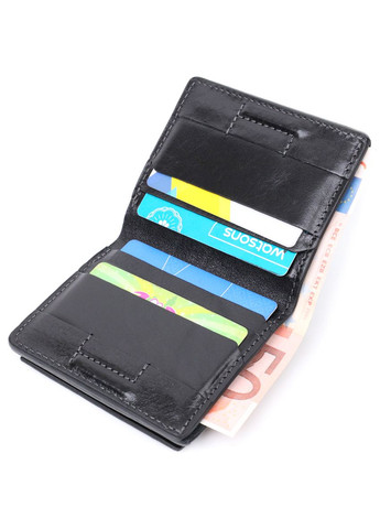 Стильное портмоне с накладной монетницей из натуральной кожи 11643 Черный Grande Pelle (331908363)