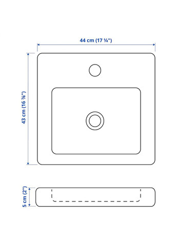 Умивальник з сифоном ІКЕА TVALLEN 44х43 см (s39546900) IKEA (278407672)