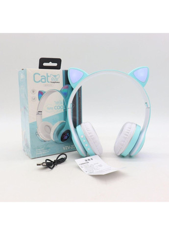 Бездротові навушники Bluetooth з вушками VZV-23M на 400 mah, Блакитні / Дитячі накладні навушники з підсвічуванням No Brand (372714079)