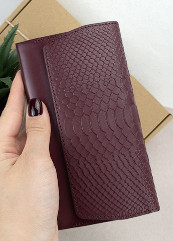 Подарочный женский набор №92: кошелек Leona + обложка на паспорт + ключница (бордовый питон) HandyCover (283323783)