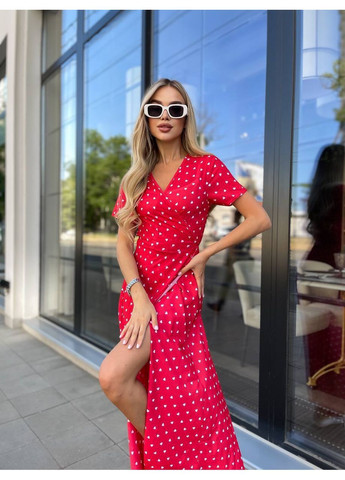 Красное праздничный платье Vione в горошек