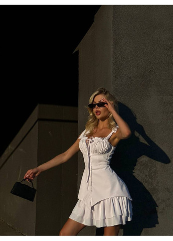 Білий повсякденний, вечірня міні-сукня з воланами та зав’язками на бретелях Україна