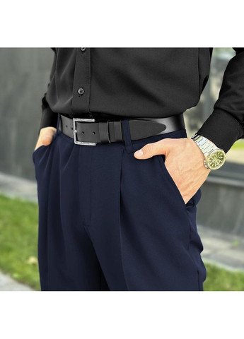 Синие классические, кэжуал демисезонные прямые брюки No Brand