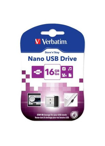 USB флеш накопичувач 16GB Store 'n' Stay Nano Black USB 2.0 (97464) Verbatim 16GB Store &apos;n&apos; Stay Nano Black USB 2.0 (366647118)