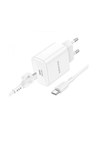 Сетевое зарядное устройство single port PD20W Charger Set (Type-C to Type-C) (EU) White (6941991108204) Borofone BA81A (340061250)