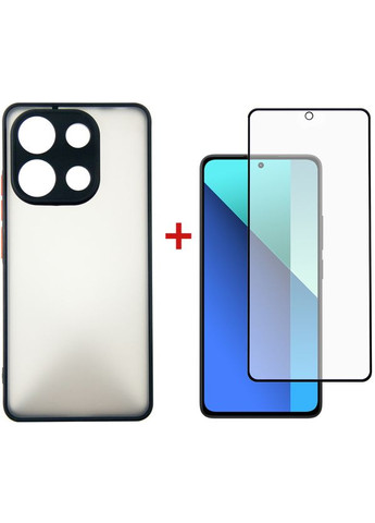 Чохол-накладка для Xiaomi Redmi Note 13 4G Black (DG-KM-66) + захисне скло DENGOS (341488303)