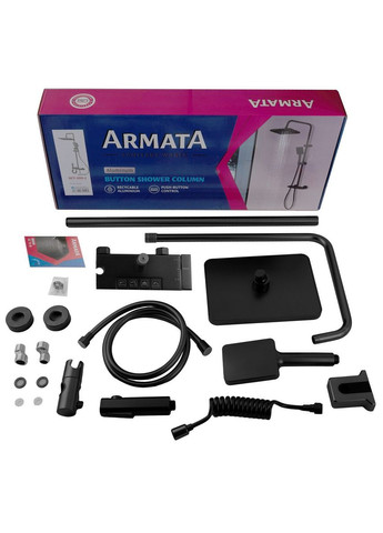 Душова колона BCT-009-J Black зі змішувачем з кнопковим перемикачем, 4 режими (CH6510) Armata (321183855)