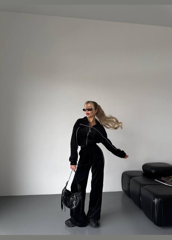 Жіночий спортивний костюм укорочений бомбер та штани вільного крою MonCher (334256856)