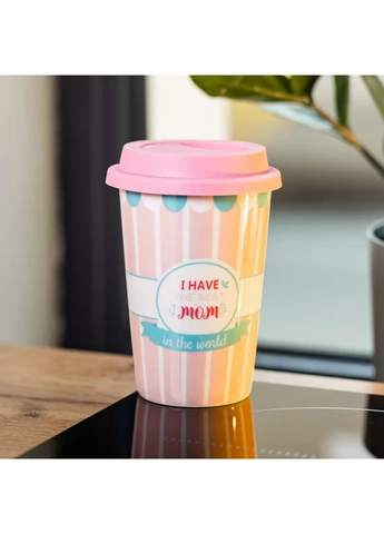 Склянка керамічна 420 (мл) з силіконовою кришкою I have the best mom Liling Rongxiang Ceramic (361895059)
