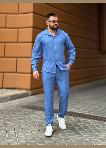 Мужской брючный костюм светло-синего цвета 33082 Fashion (331784292)