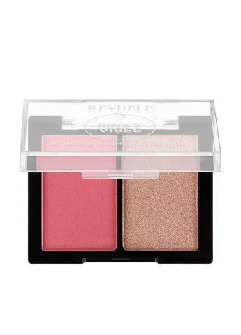 Палетка румян и хайлайтера для лица Дуо Розовое настроение, 8 г REVUELE (335050664)