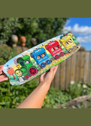 Деревянный сортер "Веселый паровозик – 3 вагона" (ПСФ019) PSF019 пазл-вкладыш Ubumblebees (302010331)