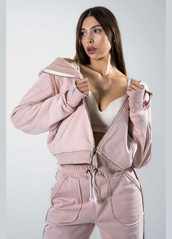 Жіночий теплий спортивний костюм на блискавці оверсайз Francis Світло-рожевий Teamv (317310426)