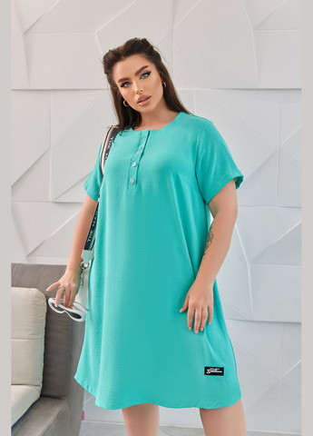Бирюзовое повседневный платье свободного кроя платье-футболка No Brand однотонное