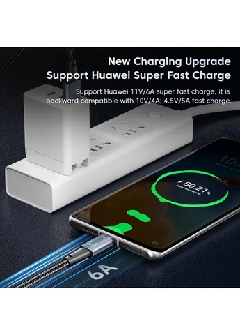 Кабель USB-A для Type-C "6A" 1м швидка зарядка ( TXCT - YY01 ) 142 Black Toocki (402268388)