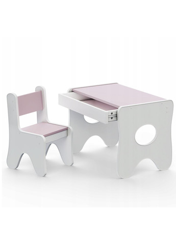 Набір дитячих меблів столик з ящиком та стільчик 70×45×51, стіл та стілець для дітей, білий з рожевим No Brand (361259089)