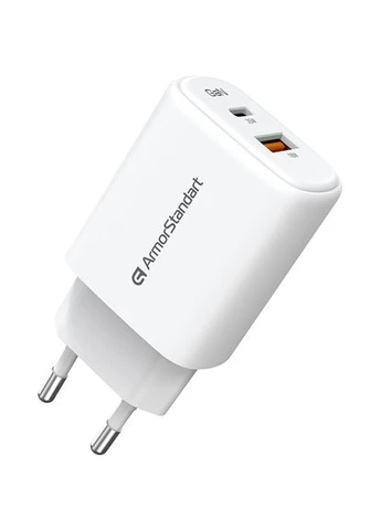 Зарядний пристрій AR-T252WEU 25W GaN Type-C+USB White (ARM89532) ArmorStandart (394347358)