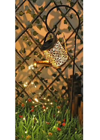 Ліхтар лампа світильник газонний садовий металевий із сонячною панеллю захистом від вологи та пилу (478188-Prob) Лейка Unbranded (303166890)