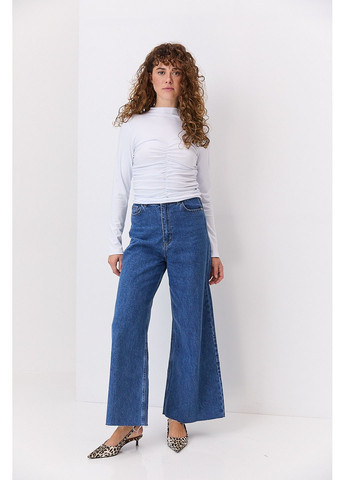 Жіночий лонгслів з драпіруванням білий Arjen (361056792)