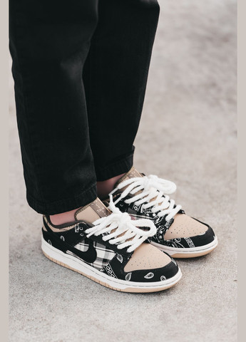 Коричневые демисезонные кроссовки мужские и женские nike sb dunk low x travis scott cactus jack | найк сб данк низкие коричневые No Brand