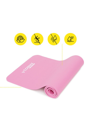 Коврик спортивный NBR 183 x 61 x 1 cм для йоги и фитнеса Pink Cornix XR-0010 (341529189)