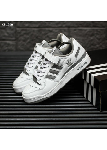 Белые демисезонные кроссовки мужские adidas forum white gray адидас форум No Brand