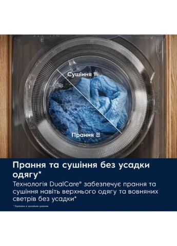 Прально-сушильна машина фронтальна 11кг 1600 об/хв біла з парою і інвертором Electrolux (392285738)