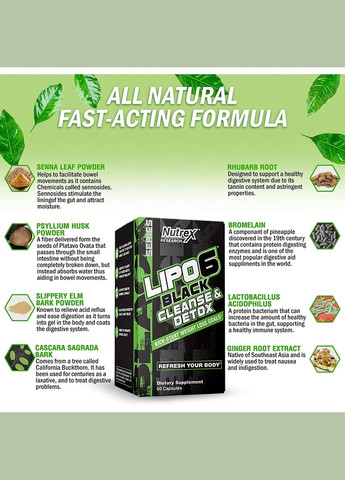 Добавка для детоксикації Lipo-6 Black Cleanse & Detox 60 капс. Nutrex (346514050)
