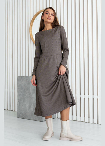 Світло-коричнева повсякденний жіноча сукня міді довжини напівприлеглого силуетута з розкльошеною спідницею (су 1523) RiMari