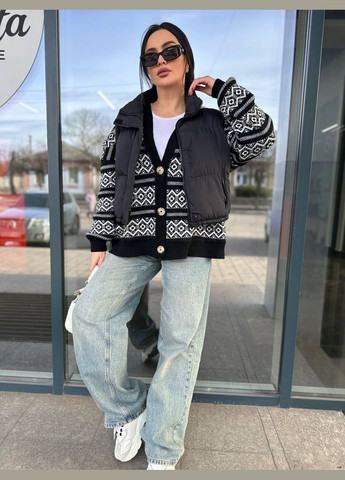 Жіночий вовняний кардиган Візерунок чорний You Best (302653639)