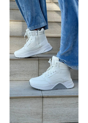 Зимние ботинки женские зимние белые No Brand без декора из искусственной кожи, плащевка