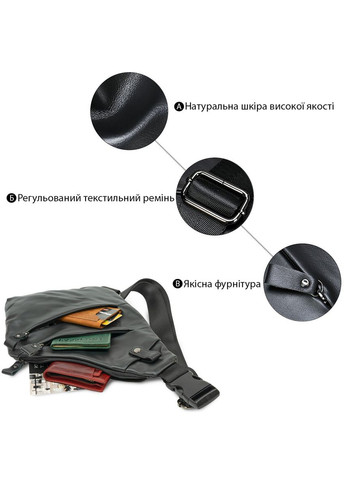 Мужская сумка через плечо из натуральной кожи с боковой молнией Vintage черная (sku_14997) No Brand (328922439)