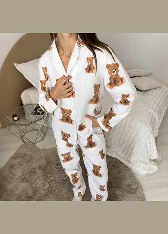 Бордова піжама (сорочка+штани) жіноча тепла фланель біла тедді f46p Cosy