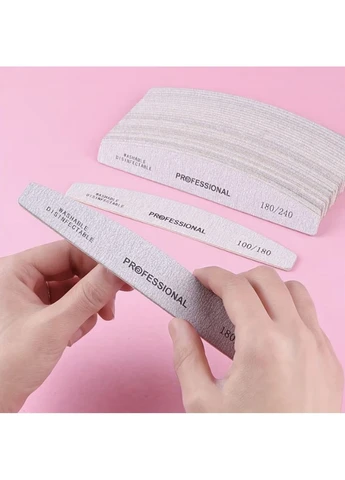 🔹 Професійні сірі дерев’яні пилочки для нігтів 100/180 No Brand (398230422)