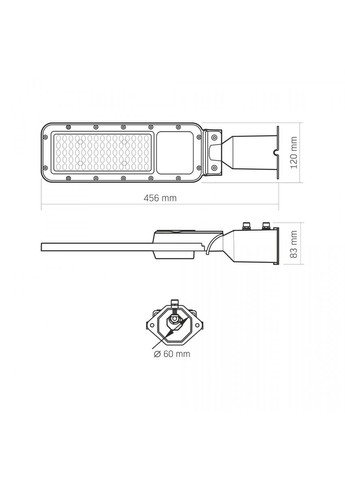 Светодиодный уличный фонарь VLSLE17-0505 IP65 50W 5500Lm 5000K 220V защищенный Videx (293247178)