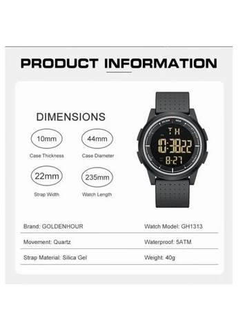 Годинник чоловічий наручний GoldenHour Water (Чорний) No Brand (332634510)
