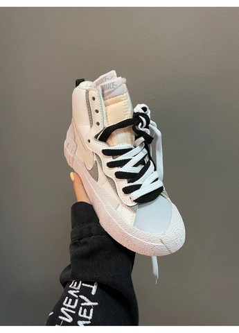 Чорні Осінні кросівки чоловічі nike blazer x sacai white black найк блейзер No Brand