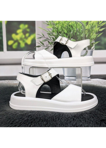 Белые босоножки женские кожаные Fashion с ремешком