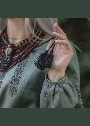 Вишиванка жіноча 100% льон сіро-зелена ( ) M-TAC (303415327)