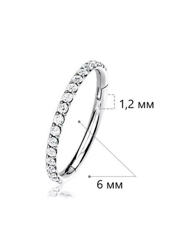 Кольцо с фианитами (сталь 316L, защелка-клик) No Brand (316681999)